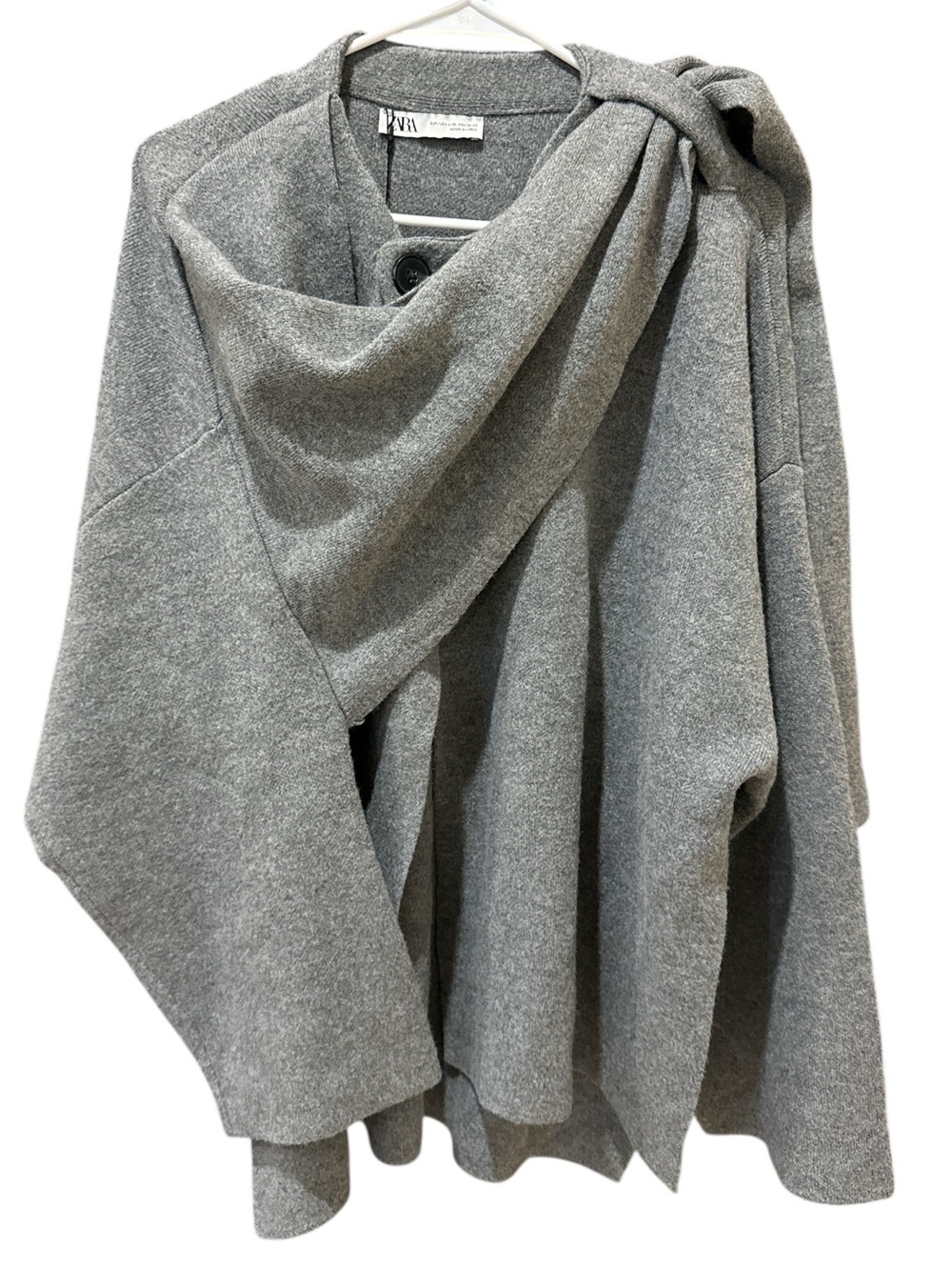 Zara Blogger Favorite Grey Wool Blend Scarf Coat Size: L-XL - Picture 3 of 6